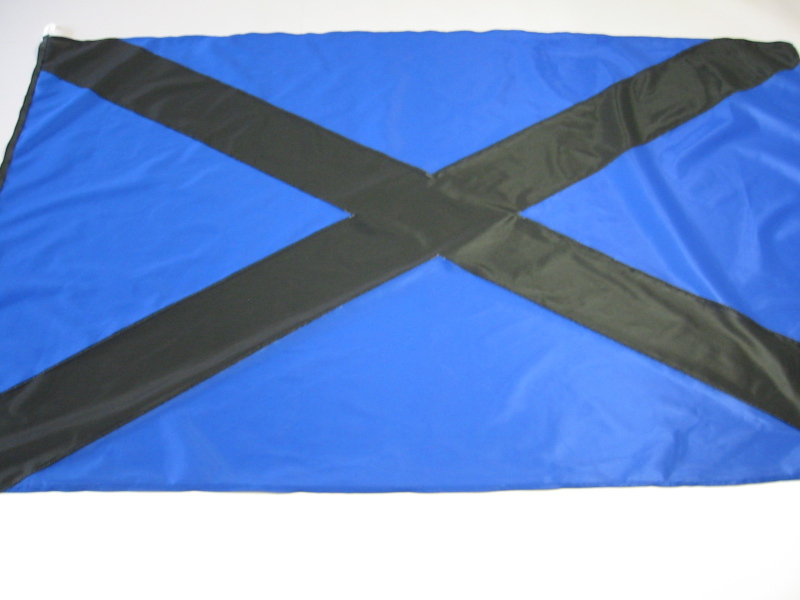Hissfahne Fahne Flagge Groesse 150/250 Kreuz diagonal blau-schwarz