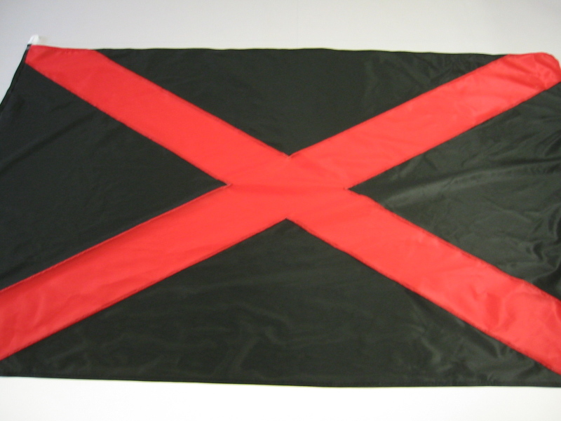 Hissfahne Fahne Flagge Groesse 100/150 Kreuz diagonal schwarz-rot