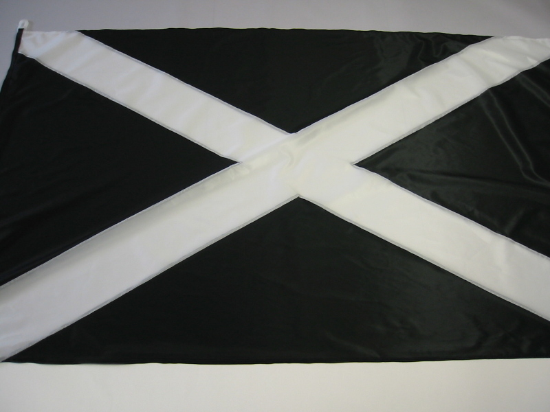 Hissfahne Fahne Flagge Groesse 150/250 Kreuz diagonal schwarz-weiss 
