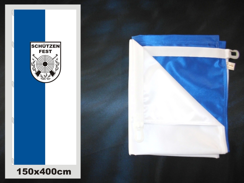 Hissfahne Fahne Flagge Schützenfest Hochformat Groesse 150/400 blau-weiß 